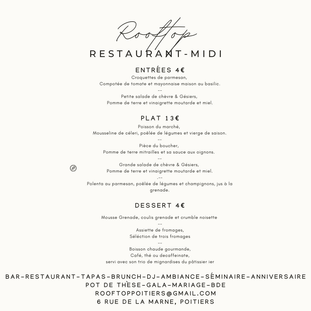 formule midi le rooftop poitiers